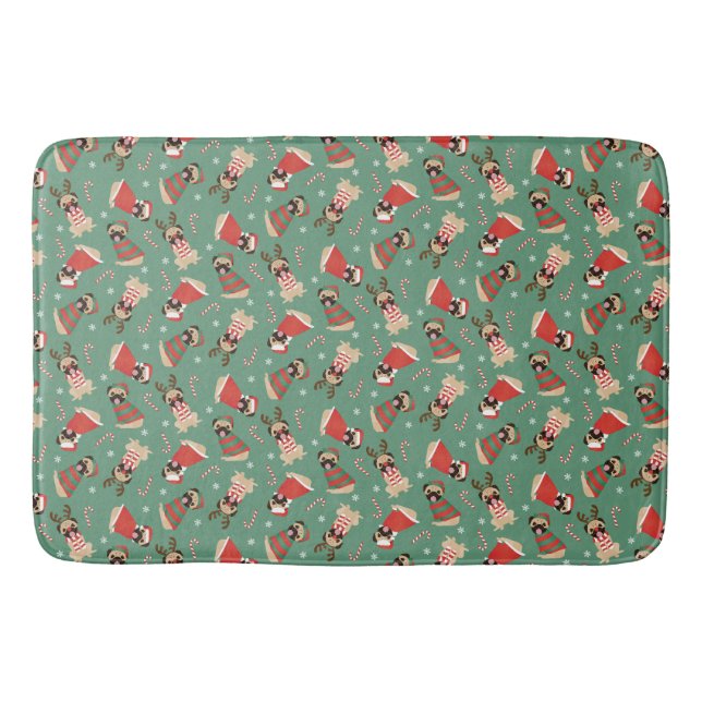 Merry Woofmas Mops Hunde Badematte (Vorderseite)