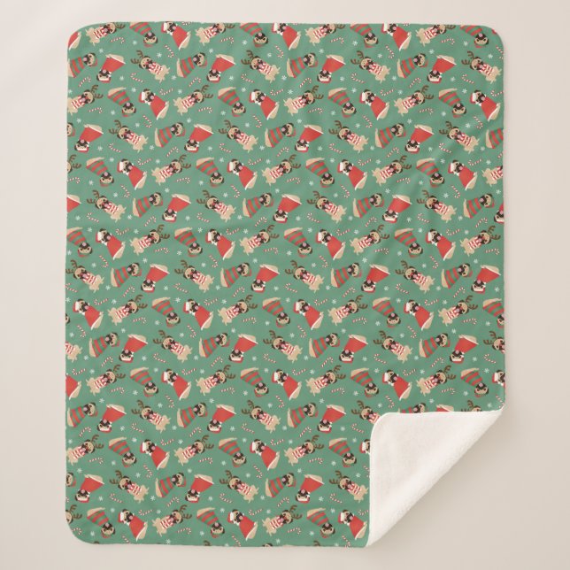 Merry Woofmas Mops Hunde Sherpadecke (Vorderseite)
