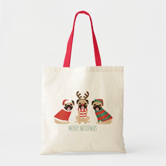 Merry Woofmas Mops Hunde Tragetasche (Vorne)
