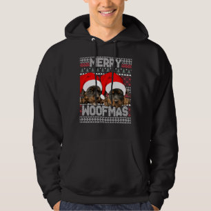 Merry Woofmas Niedliche Rottweiler Welpen mit Sant Hoodie