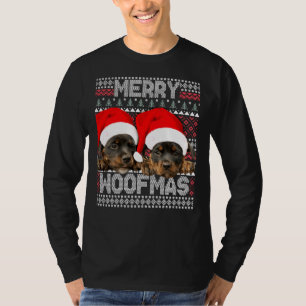 Merry Woofmas Niedliche Rottweiler Welpen mit Sant T-Shirt