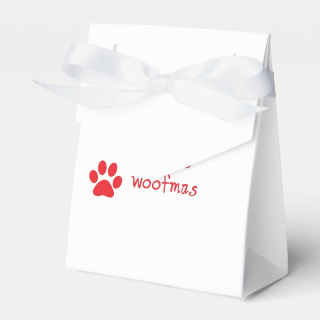 Merry Woofmas Paw Print Red Statement Keramik Orna Geschenkschachtel (Vorderseite)