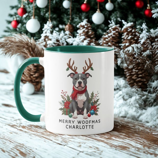 Merry Woofmas Pittbull Dog Weihnachtskaffee Tasse (Von Creator hochgeladen)