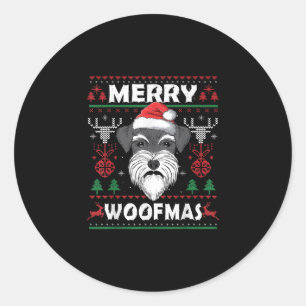 Merry Woofmas Schnauzer Christmas Dog Lover Pajama Runder Aufkleber