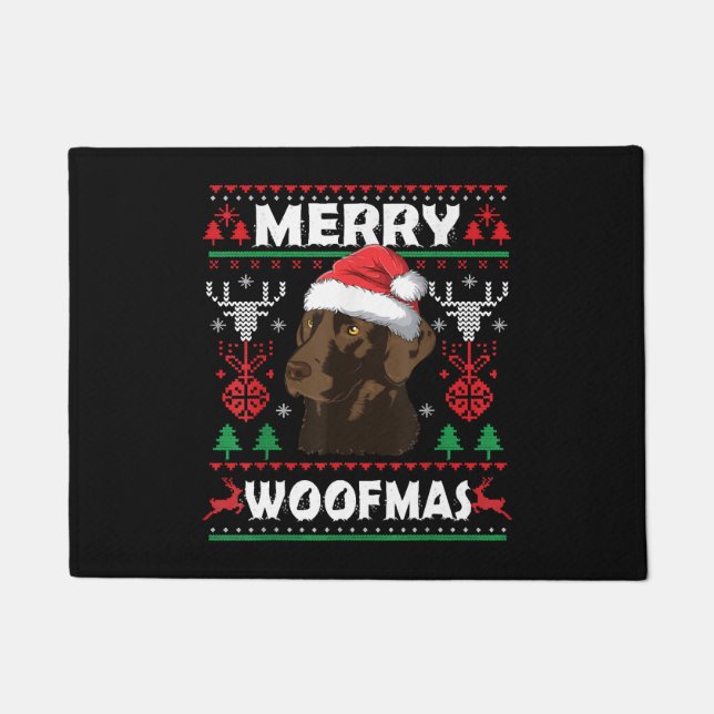 Merry Woofmas Schokolade Weihnachten Labrador Love Fußmatte (Vorderseite)