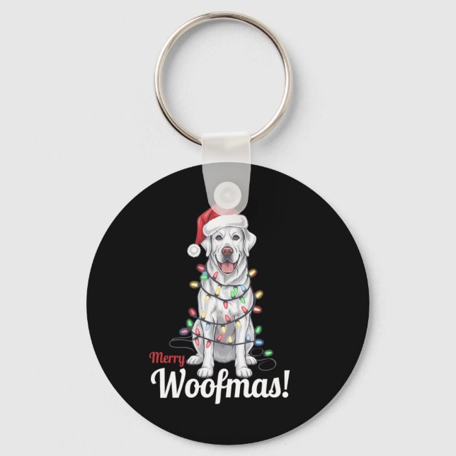 Merry Woofmas Silver Labrador Hund Dekoration Chri Schlüsselanhänger (Vorderseite)