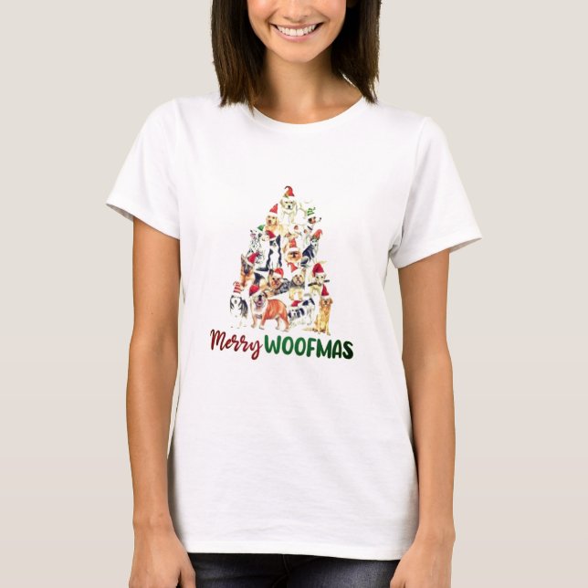 Merry Woofmas Tree T-Shirt (Vorderseite)