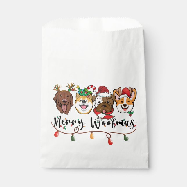 Merry Woofmas Typografie Fvor Bags Geschenktütchen (Vorderseite)
