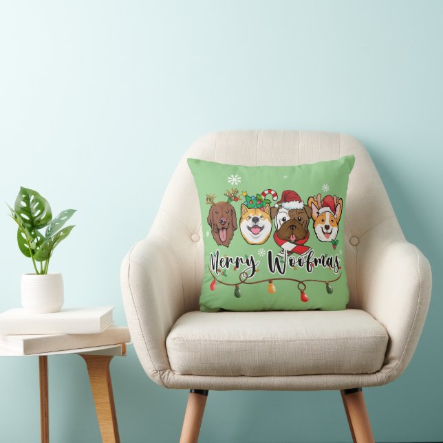 Merry Woofmas Typografie Kissen (Stuhl )