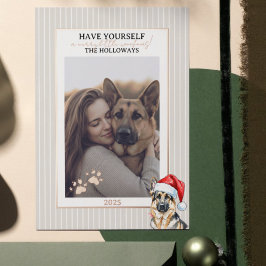 Merry Woofmas Watercolor German Shepherd Folien Feiertagskarte