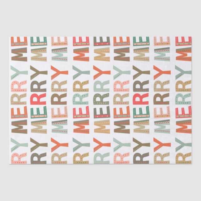 MERRY Words funky Wrapping Tissue Paper Seidenpapier (Vorderseite)