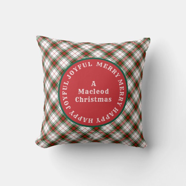 MERRY Words Scottish Tartan Kissen (Vorderseite)