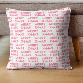 Merry X-Mas, Modern Hot Pink Typografy Weihnachten Kissen