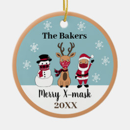 Merry X-Mask Funny Reindeer Snowman Santa Keramik Ornament