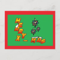 Merry Xmas 3 Sterne Rote Grenze Postkarte