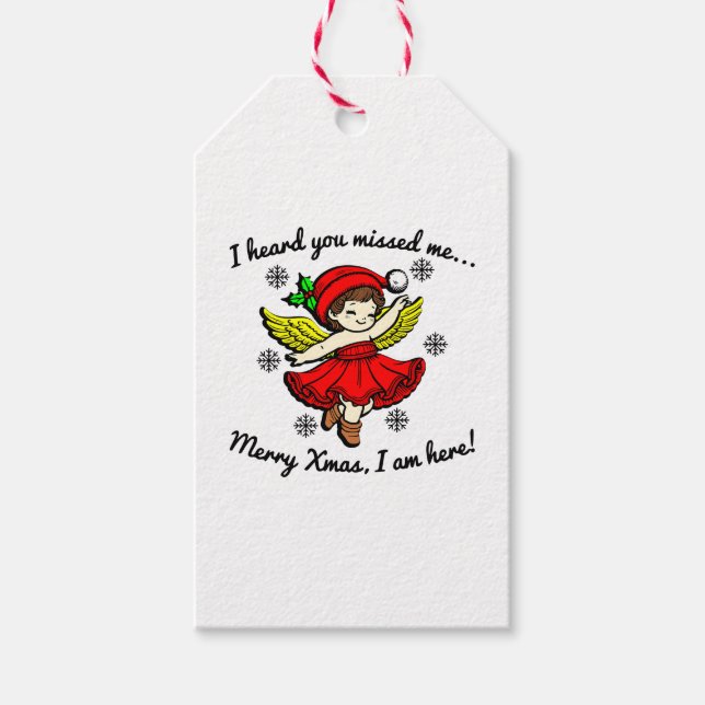 Merry Xmas bin ich hier Geschenkanhänger (Vorderseite)