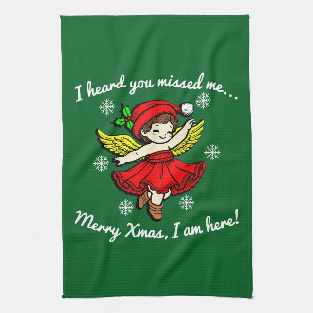 Merry Xmas bin ich hier Geschirrtuch (Vertikal)