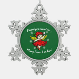 Merry Xmas bin ich hier Schneeflocken Zinn-Ornament