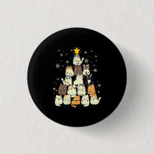 Merry Xmas Cat Christmas Tree Button