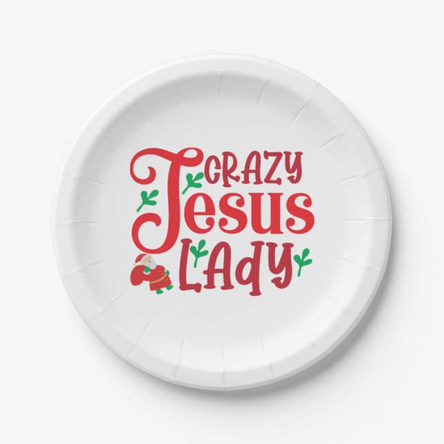 Merry Xmas Crazy Jesus Lady Pappteller (Vorderseite)