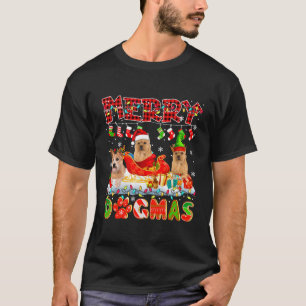 Merry Xmas Dog Three Santa Reindeer Elf Norwich Te T-Shirt