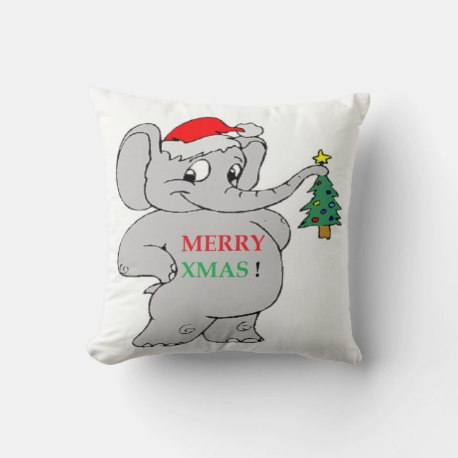 "MERRY XMAS" ELEPHANT KISSEN (Vorderseite)