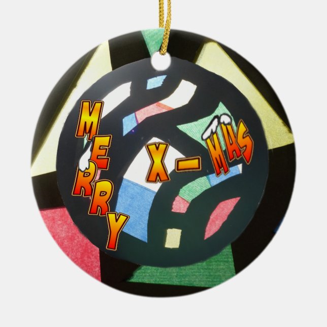 Merry Xmas festgeklemmtes Glas Ball Runde Ornament (Vorne)