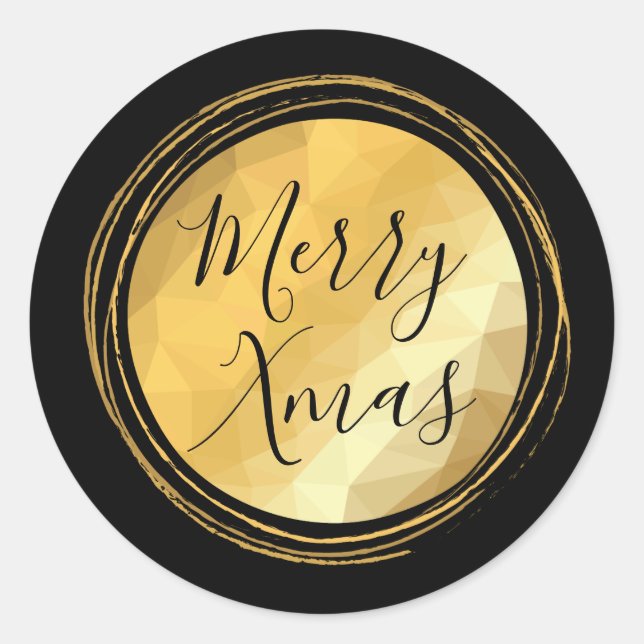 Merry Xmas goldfarben minimal Runder Aufkleber (Vorderseite)