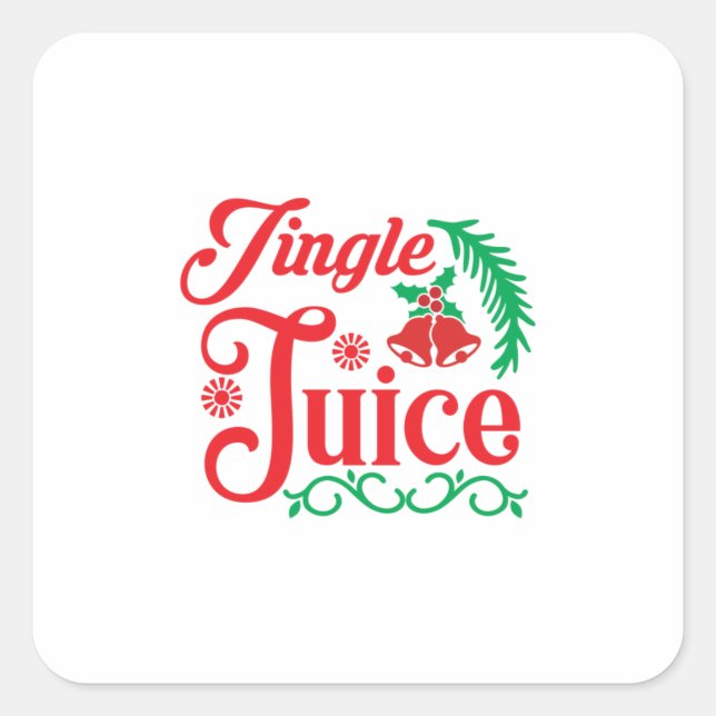 Merry Xmas Happy Jingle Juice Quadratischer Aufkleber (Vorderseite)
