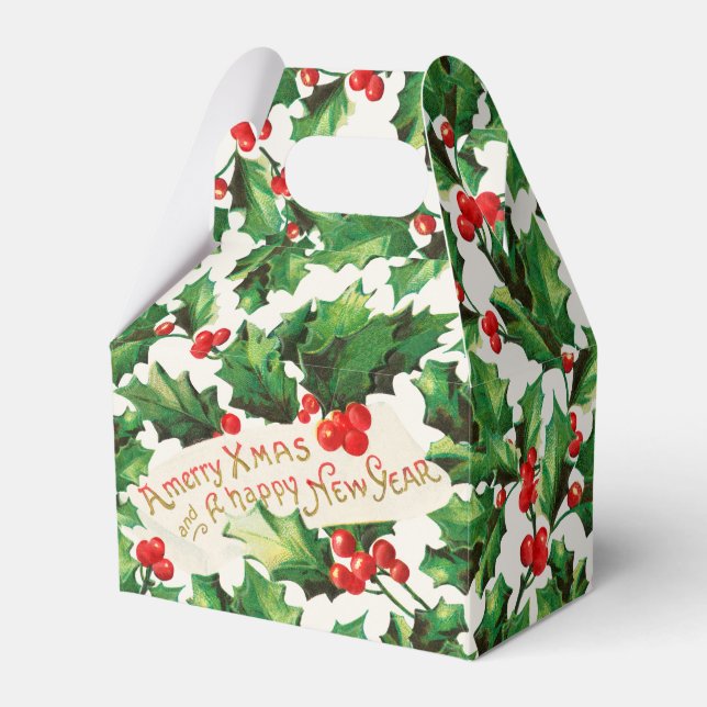 Merry Xmas & Happy New Year Holly Geschenkschachtel (Vorderseite)