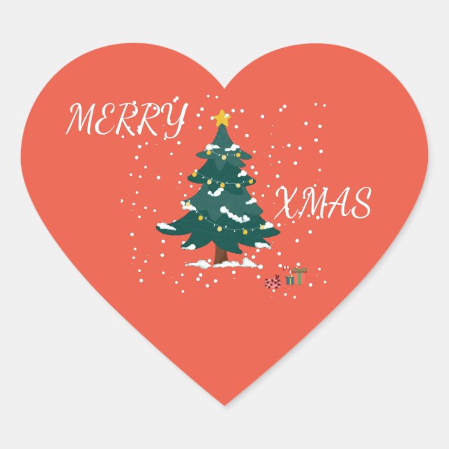Merry Xmas Heart Herz-Aufkleber (Vorderseite)