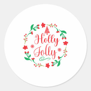 Merry Xmas Holly Jolly Runder Aufkleber