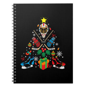 Merry Xmas Ice Hockey Weihnachtsbaum Notizblock
