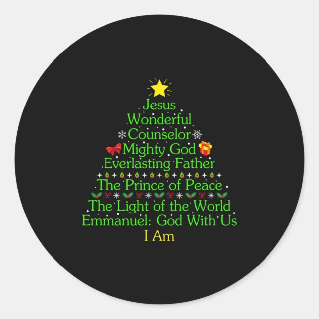 Merry Xmas Jesus Wonderful Counselor Mighty Runder Aufkleber (Vorderseite)