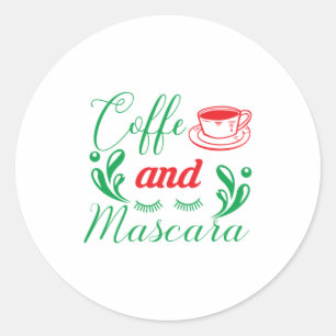 Merry Xmas Kaffee und Mascara Runder Aufkleber
