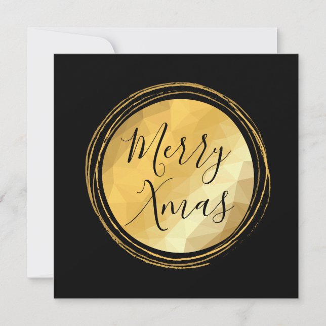 Merry Xmas Kalligraphie schwarz und gold hell chic Karte (Vorderseite)