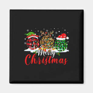 Merry Xmas Leopard Kariert Santa Elf Reindeer Voll Magnet