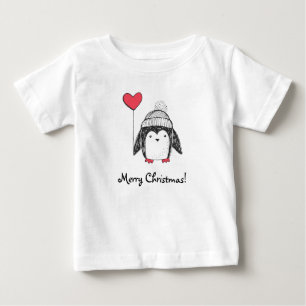 Merry Xmas Niedlich Baby Penguin Heart Shaped Ball T-shirt