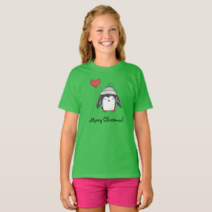 Merry Xmas Niedlich Baby Penguin Heart Shaped Ball T-Shirt