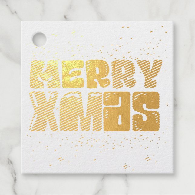 Merry Xmas Niedlich Red Blue Gold Geschenkanhänger (Vorderseite)