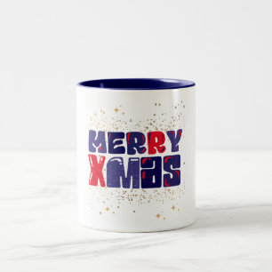 Merry Xmas Niedlich Red Blue Gold Zweifarbige Tasse