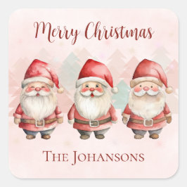 Merry Xmas Niedlich Santas Quadratischer Aufkleber