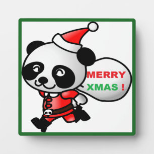 "MERRY XMAS" PANDA BEAR SANTA FOTOPLATTE