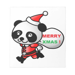"MERRY XMAS" PANDA BEAR SANTA NOTIZBLOCK