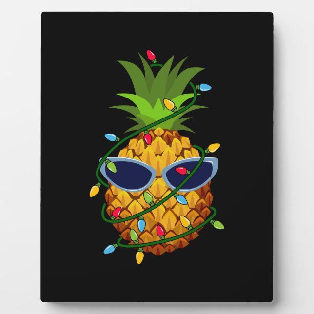 Merry Xmas Pineapple Christmas Tree Lights Fotoplatte (Vorderseite)