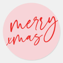 Merry Xmas Red und Pink Script Sticker