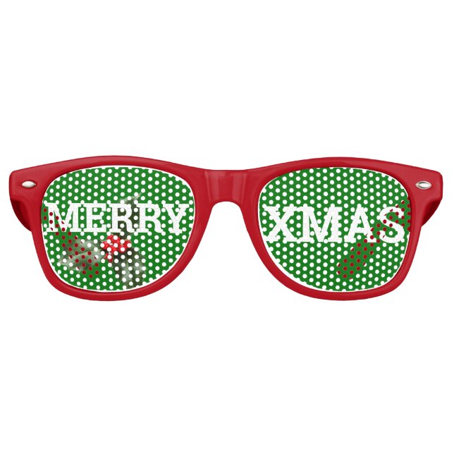 MERRY XMAS Retro Shades / Fun Party Sonnenbrille (Vorderseite)