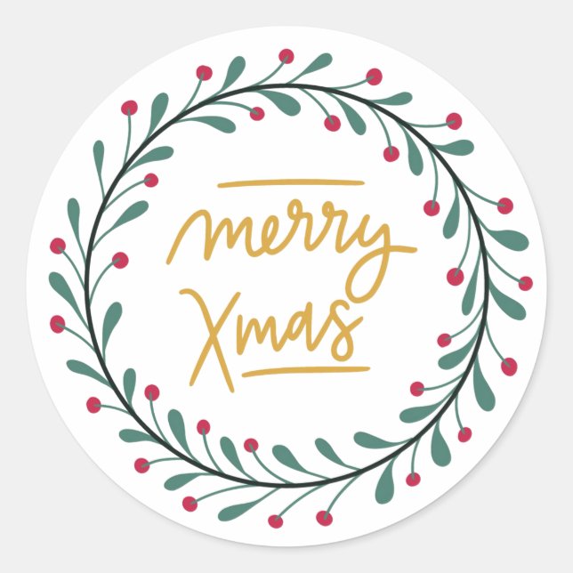 Merry Xmas Runder Aufkleber (Vorderseite)