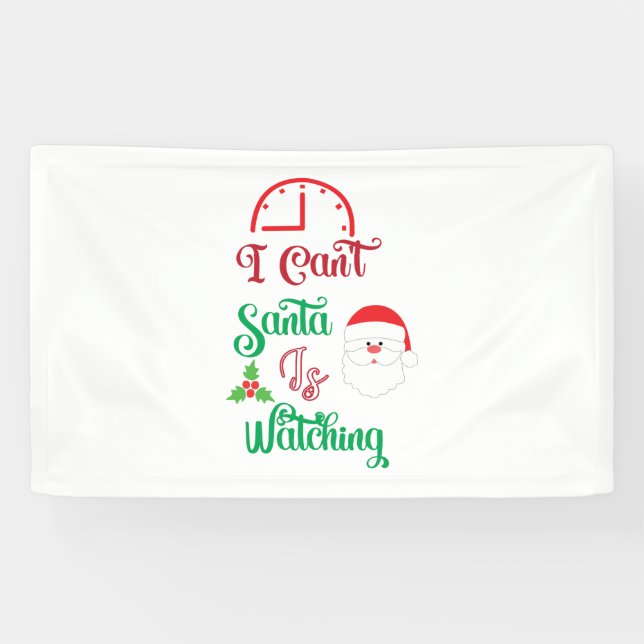 Merry Xmas Santa Is Watching Banner (Horizontal)