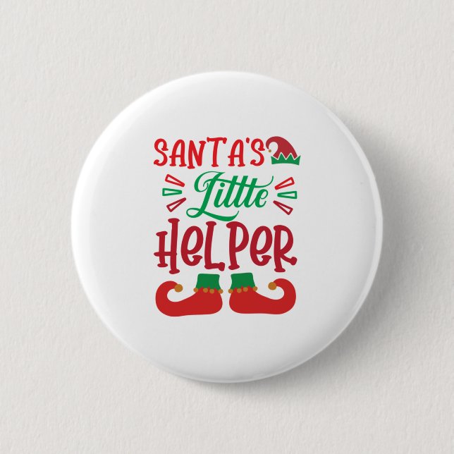 Merry Xmas Santa Little Helper Button (Vorderseite)